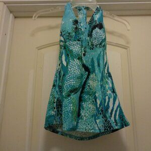 BOHO BLUES TANKINI HALTER BATHING SUIT TOP BY GOTTEX BLUE 8